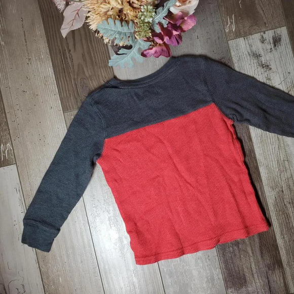 Cat & Jack Toddler Boy Size 3T Red and Gray Waffle Knit Long Sleeve Thermal Top - Picture 8 of 9